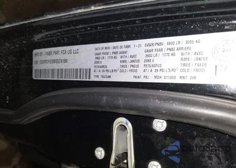 2021 Ram 1500 Classic Tradesman z USA, uszkodzony, nr VIN 1C6RR7FG8MS524184